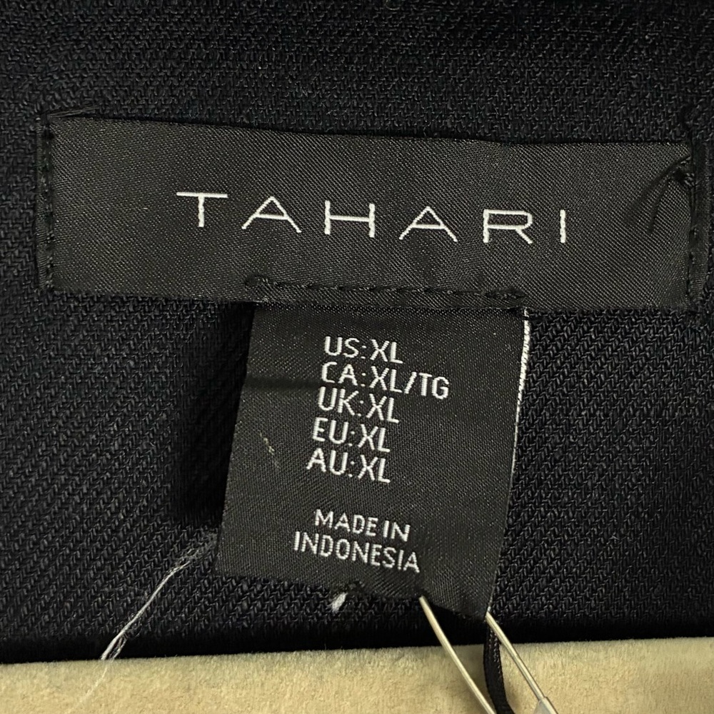 New Tahari Black Linen Jacket XL Snaps Full-Zip Drawstring - Picture 3 of 9